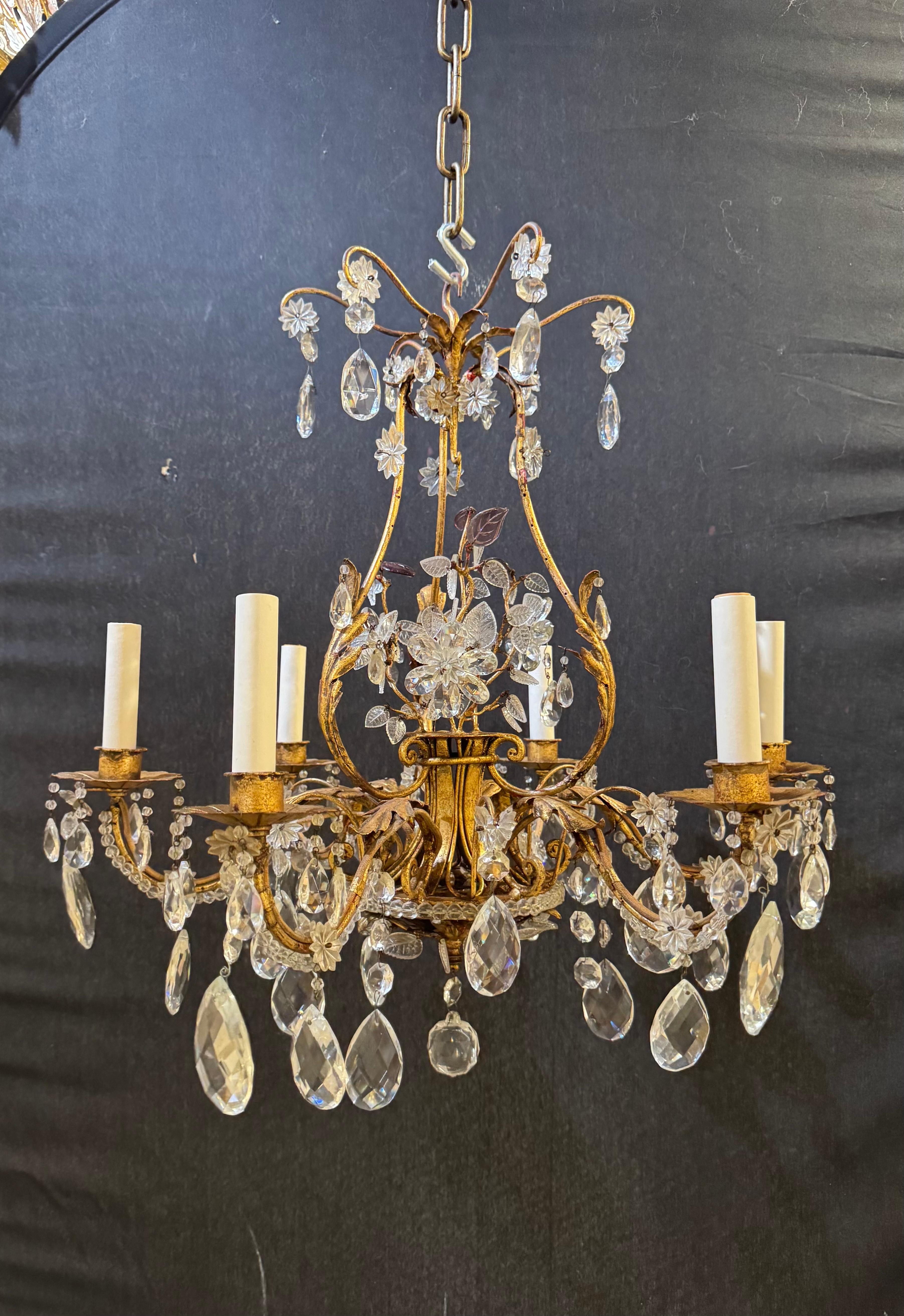 Mid-20th Century 1930 French Bagues Chandelier 6 Lights For Sale