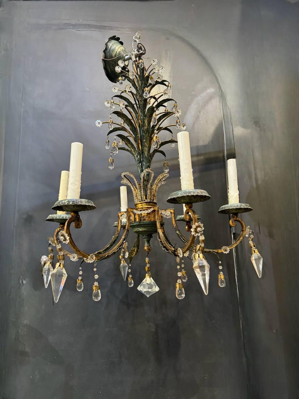 Metà XX secolo 1930 Lampadario francese Bagues a 6 luci in vendita
