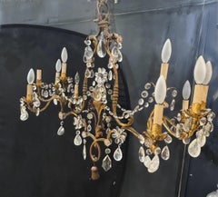 French Bagues Style Unusual Chandelier 10 Lights with Rock Crystals