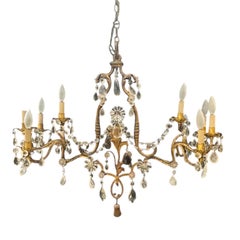 1930 French Bagues Unusual Chandelier 10 Lights with Rock Crystals