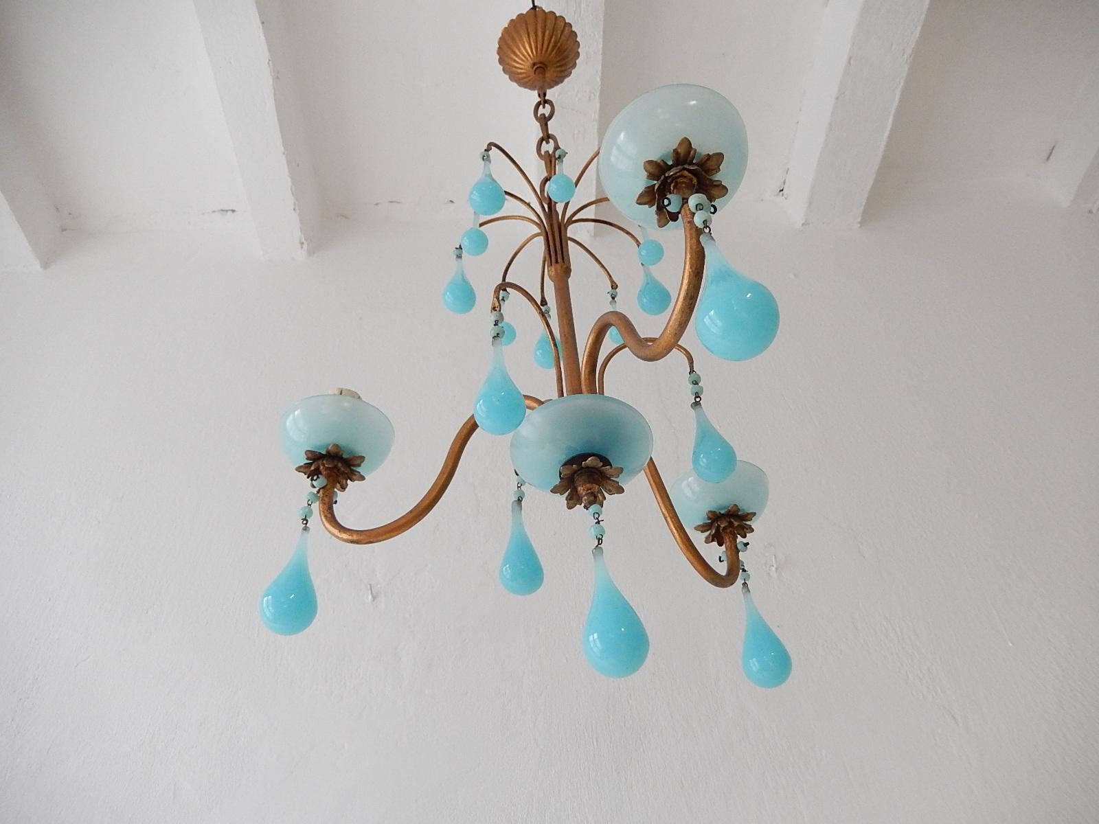 blue opaline chandelier