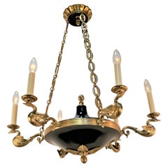 1930 French Bronze Empire Chandelier