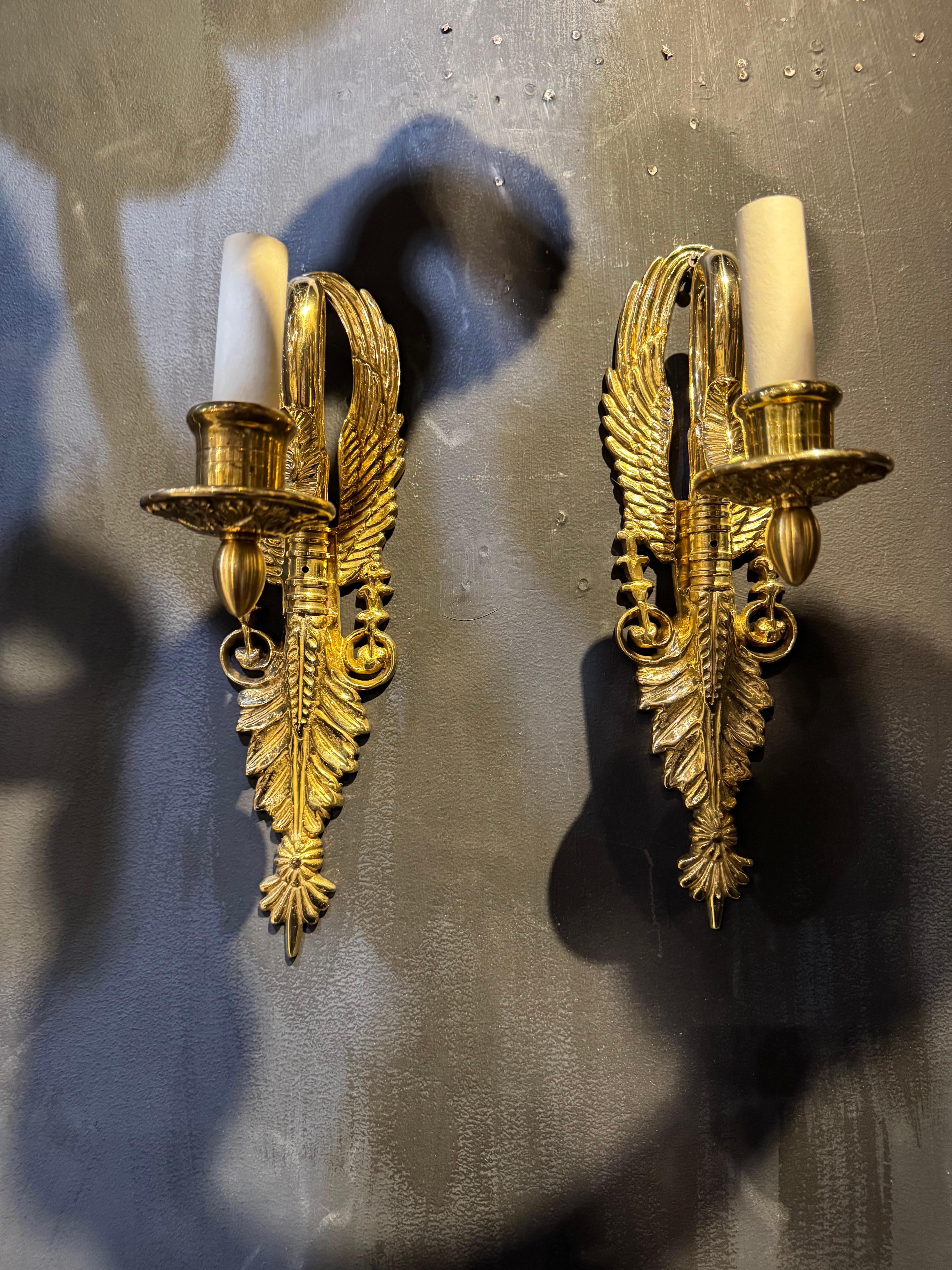 Metà XX secolo 1930 Luci di bronzo Impero Francese 1 Luce 14