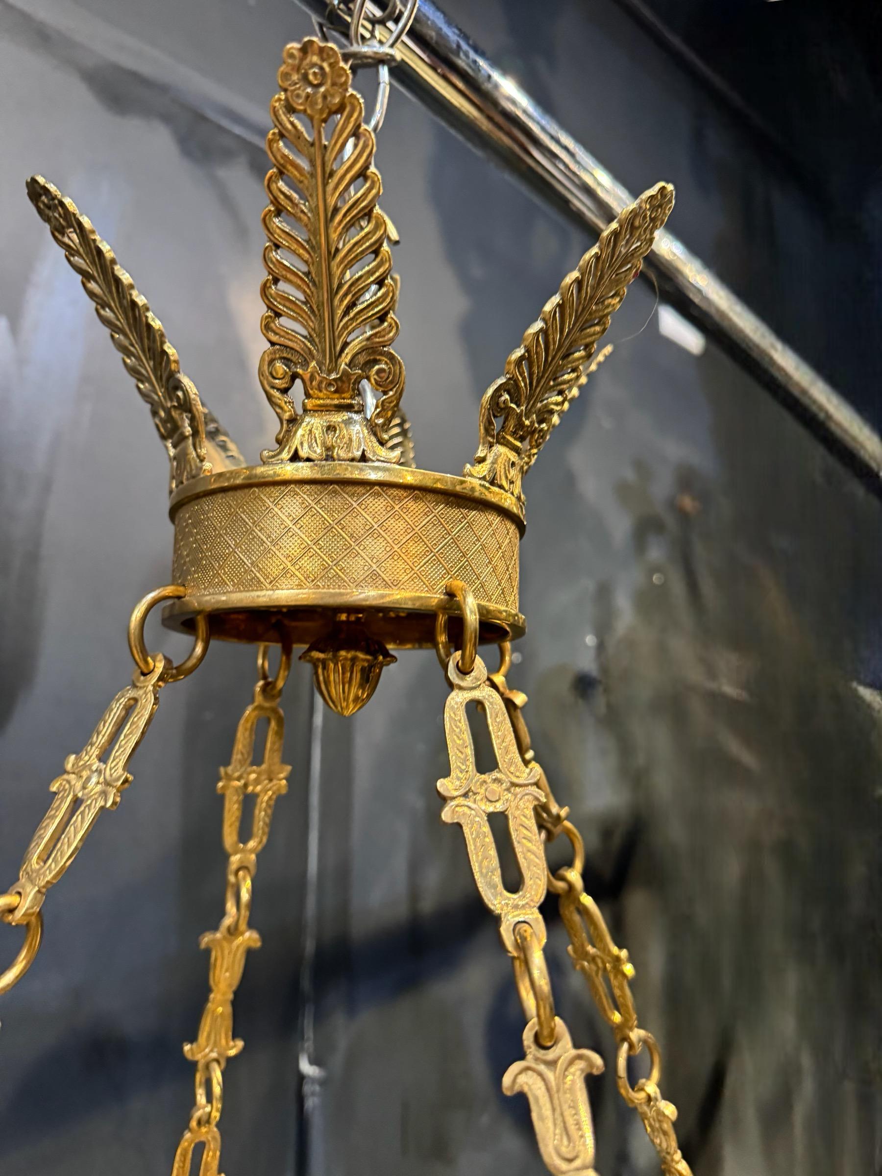 Lampadario French Empire con vetro opalino 16 luci in vendita 1