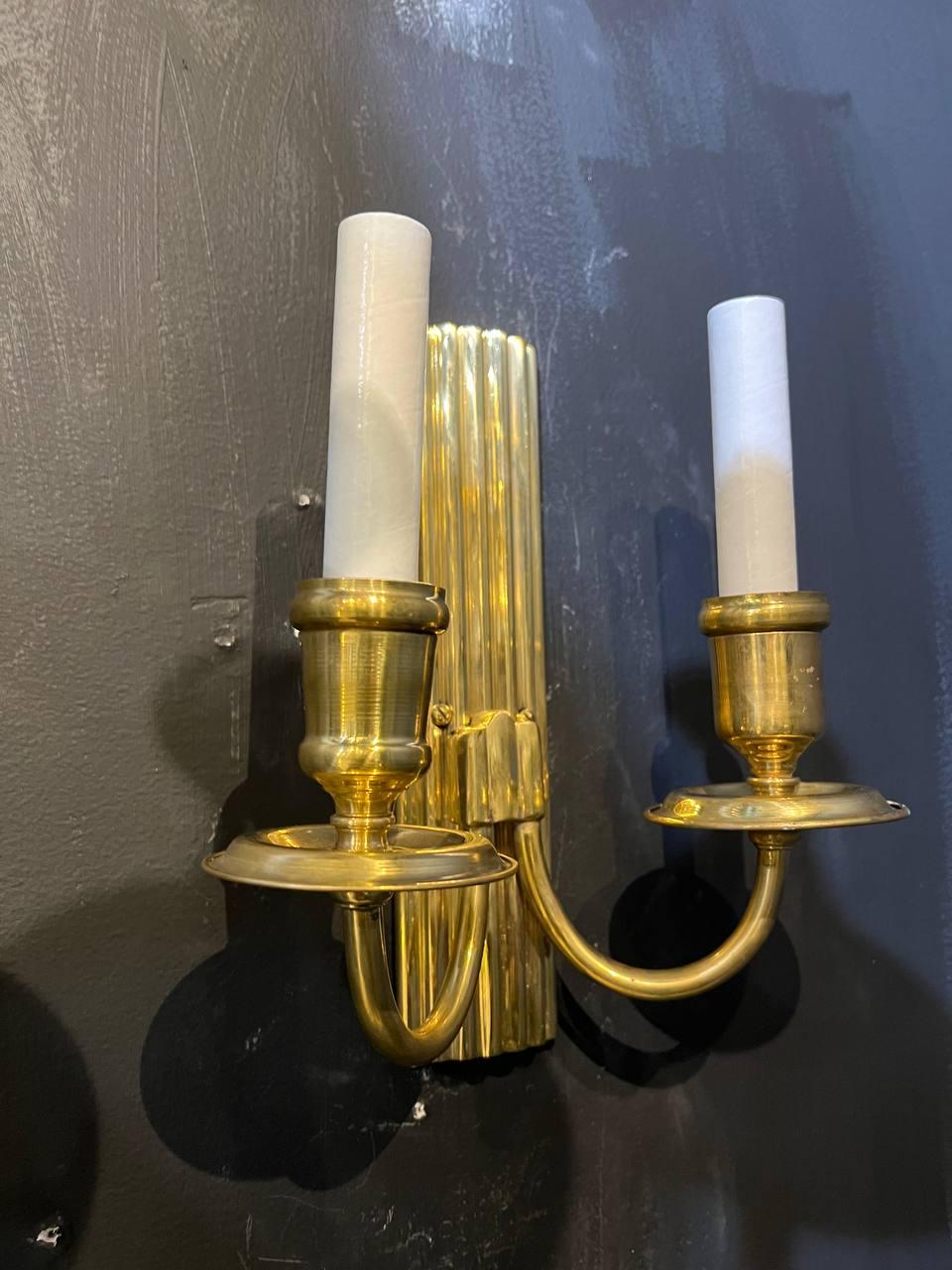 French Provincial 1930' French Gilt Bronze Small Sconces  For Sale