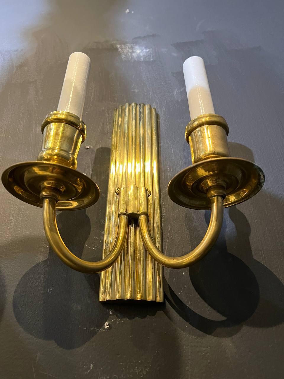 1930' French Gilt Bronze Small Sconces  In Good Condition For Sale In New York, NY