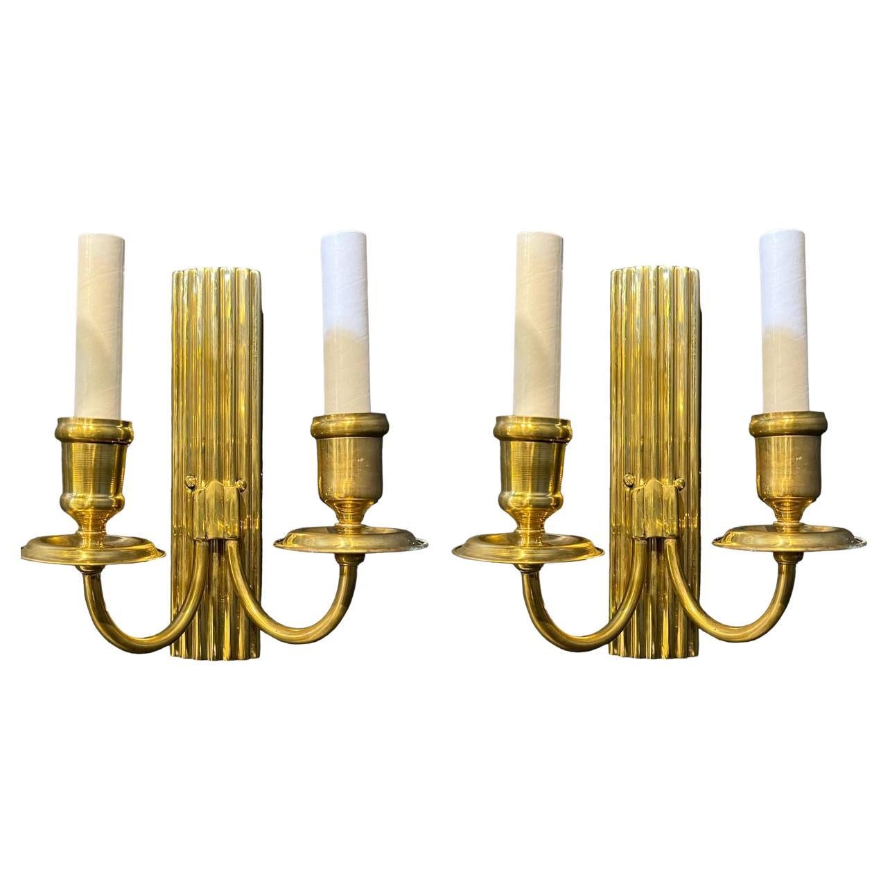 1930' French Gilt Bronze Small Sconces  For Sale