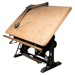 Vintage 1930 French Industrial Architects Drafting Table by Kahn Freres