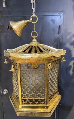 1930 French Pagoda Shape Bronze Lantern