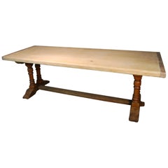 1930 French Trestle Style Oak Dining Table