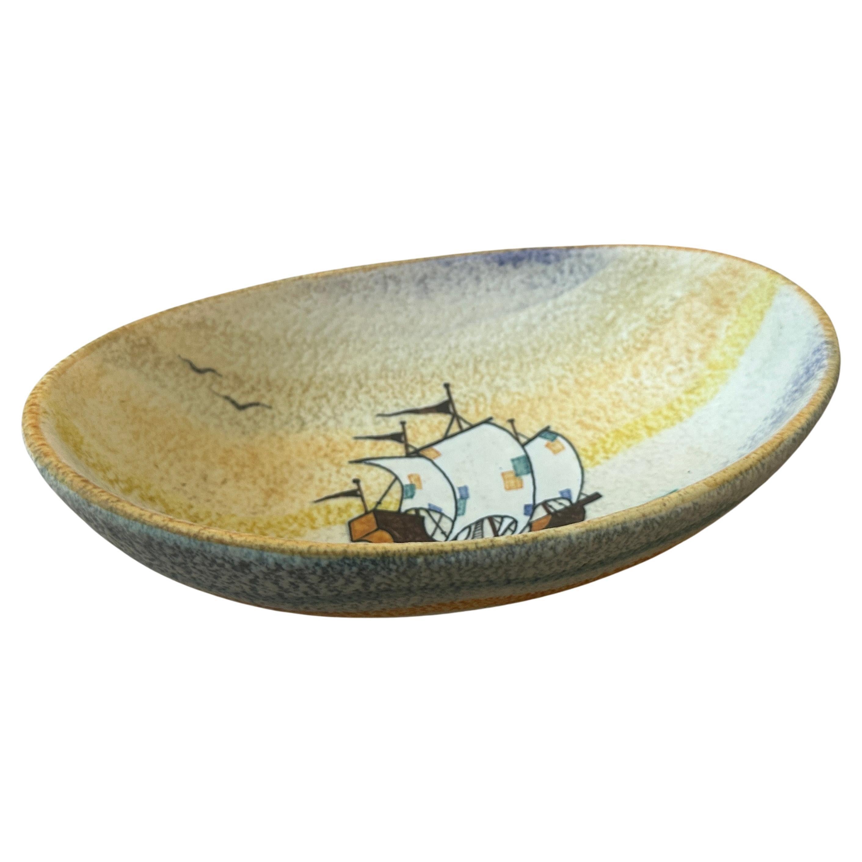 1930 Futurist Italian Ceramic Bowl by Ivos Pacetti for La Fiamma Albisola For Sale