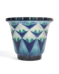 1930 Gabriel Argy-Rousseau Vase Palmettes Triangulaires Pate de Verre Glass