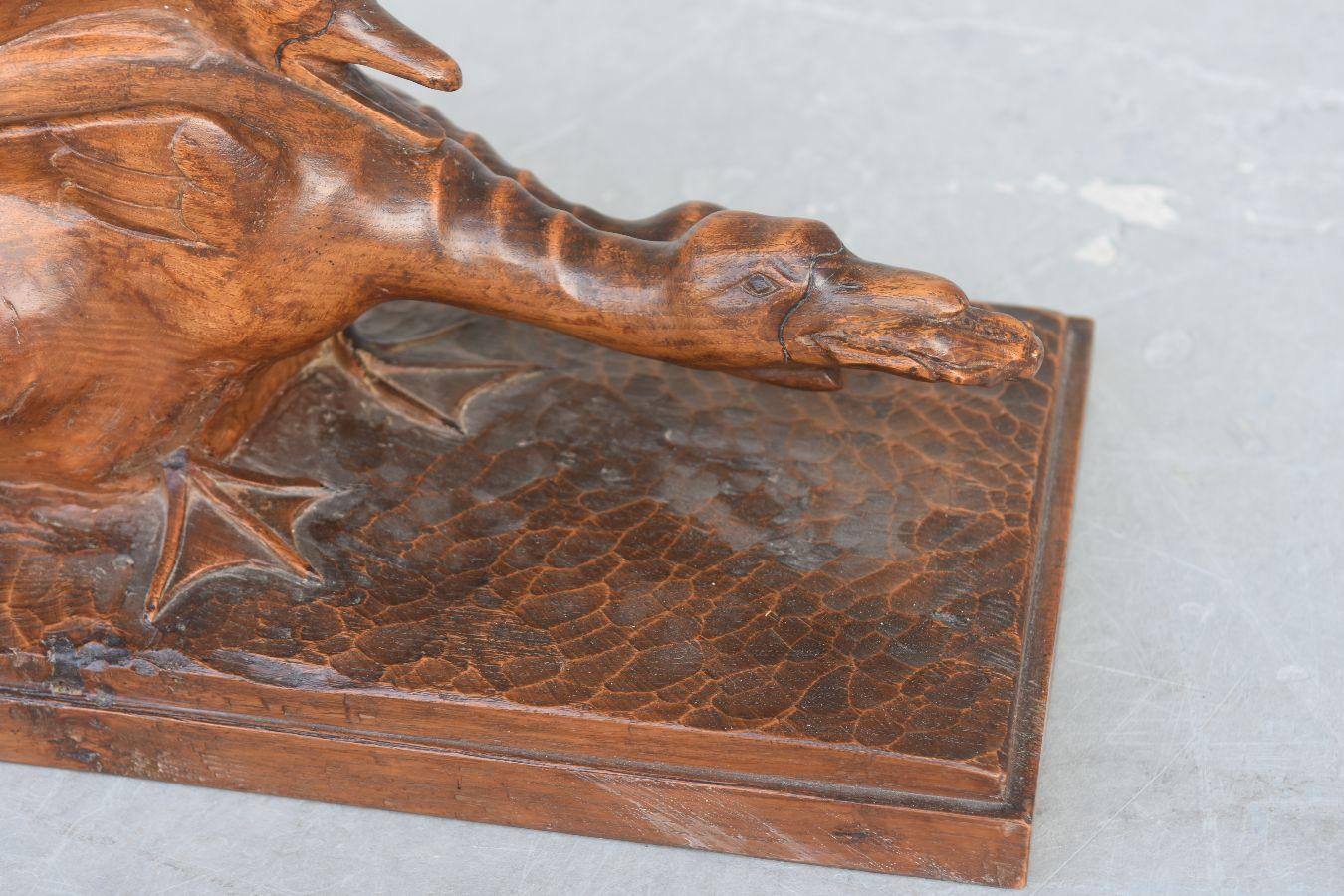 1930 Geese Fighting Over a Frog by H. Petrilly Art Deco Wooden Sculpture For Sale 3