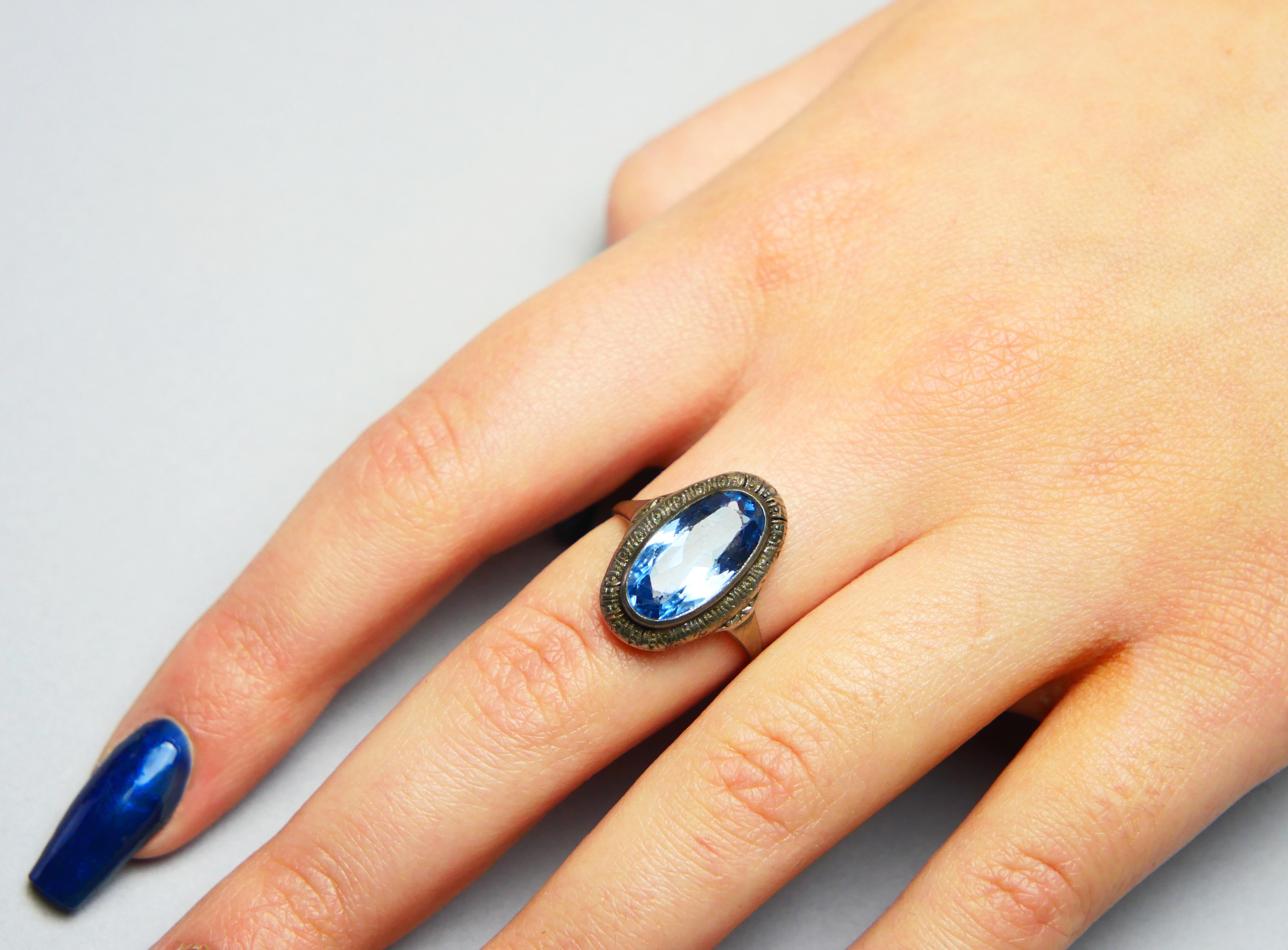 Taglio ovale 1930 Anello tedesco Spinello in oro massiccio 18 carati Ø US7,5 / 4,26gr in vendita