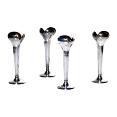 1930 Gio Ponti Calderoni Alpacca Silberne Metallvase _ Satz von 04