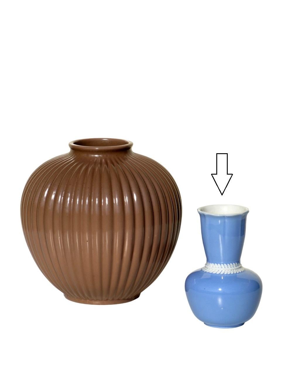 1930 Giovanni Gariboldi San Cristoforo Blue Italian Ceramic Art Deco Vase For Sale 1