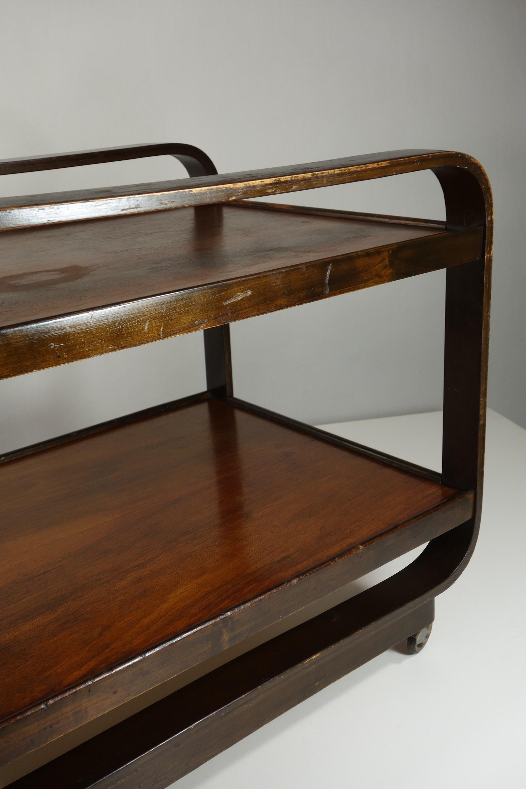1930 Giuseppe Pagano Maggioni Carro de bar de madera contrachapada de diseño racionalista en venta 8