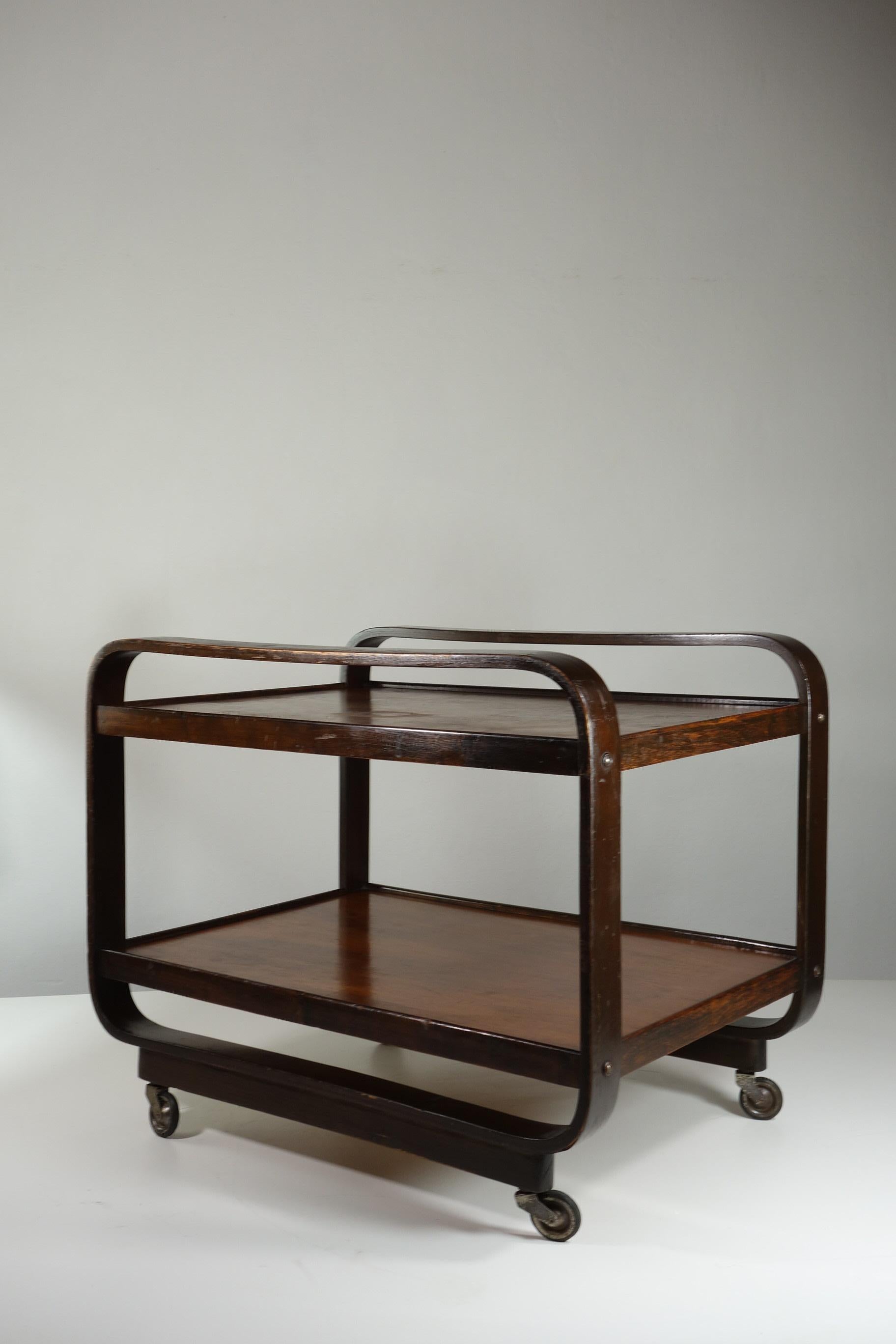 1930 Giuseppe Pagano Maggioni Carro de bar de madera contrachapada de diseño racionalista Moderno de mediados de siglo en venta