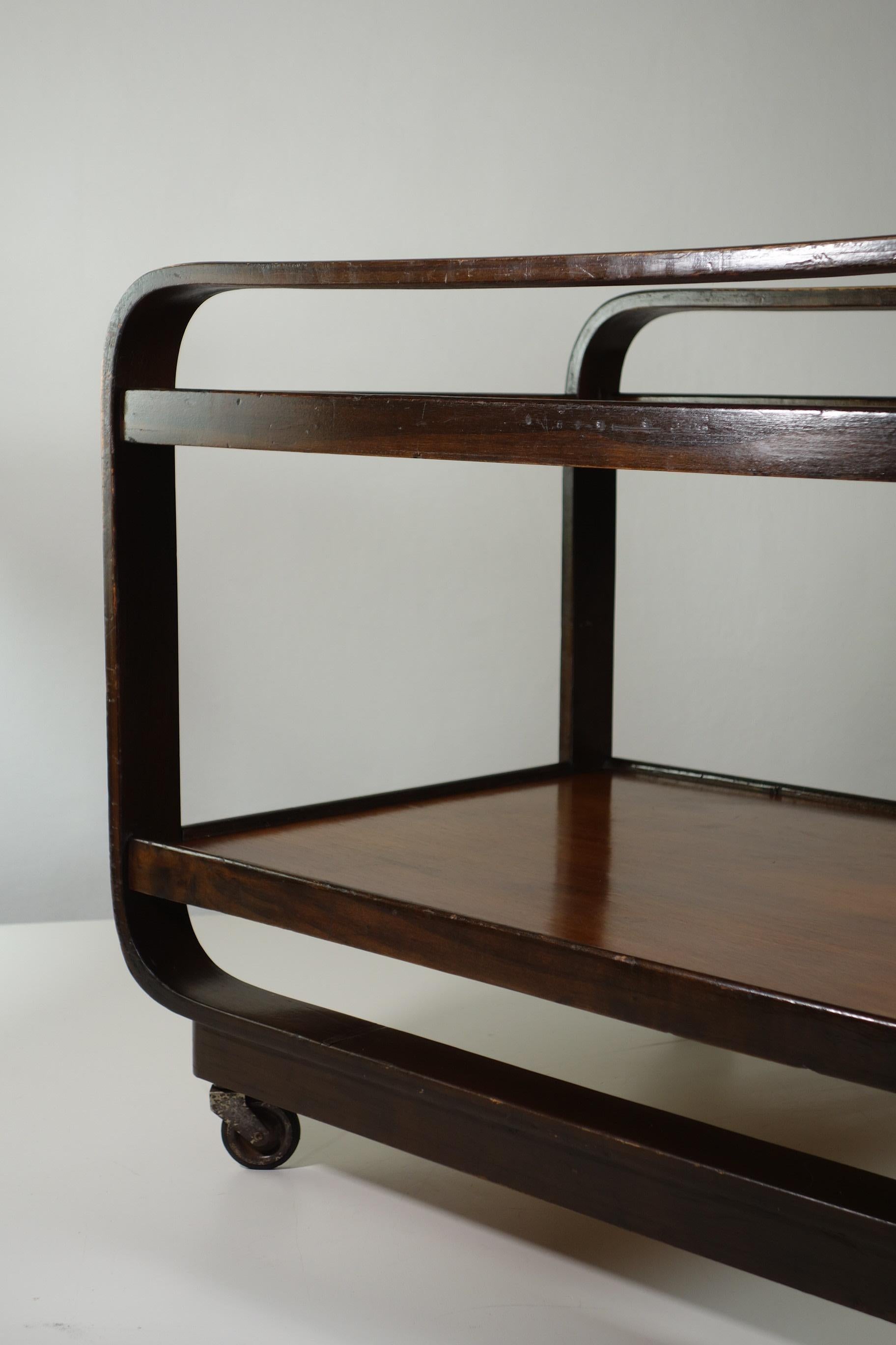 1930 Giuseppe Pagano Maggioni Carro de bar de madera contrachapada de diseño racionalista mediados del siglo XX en venta