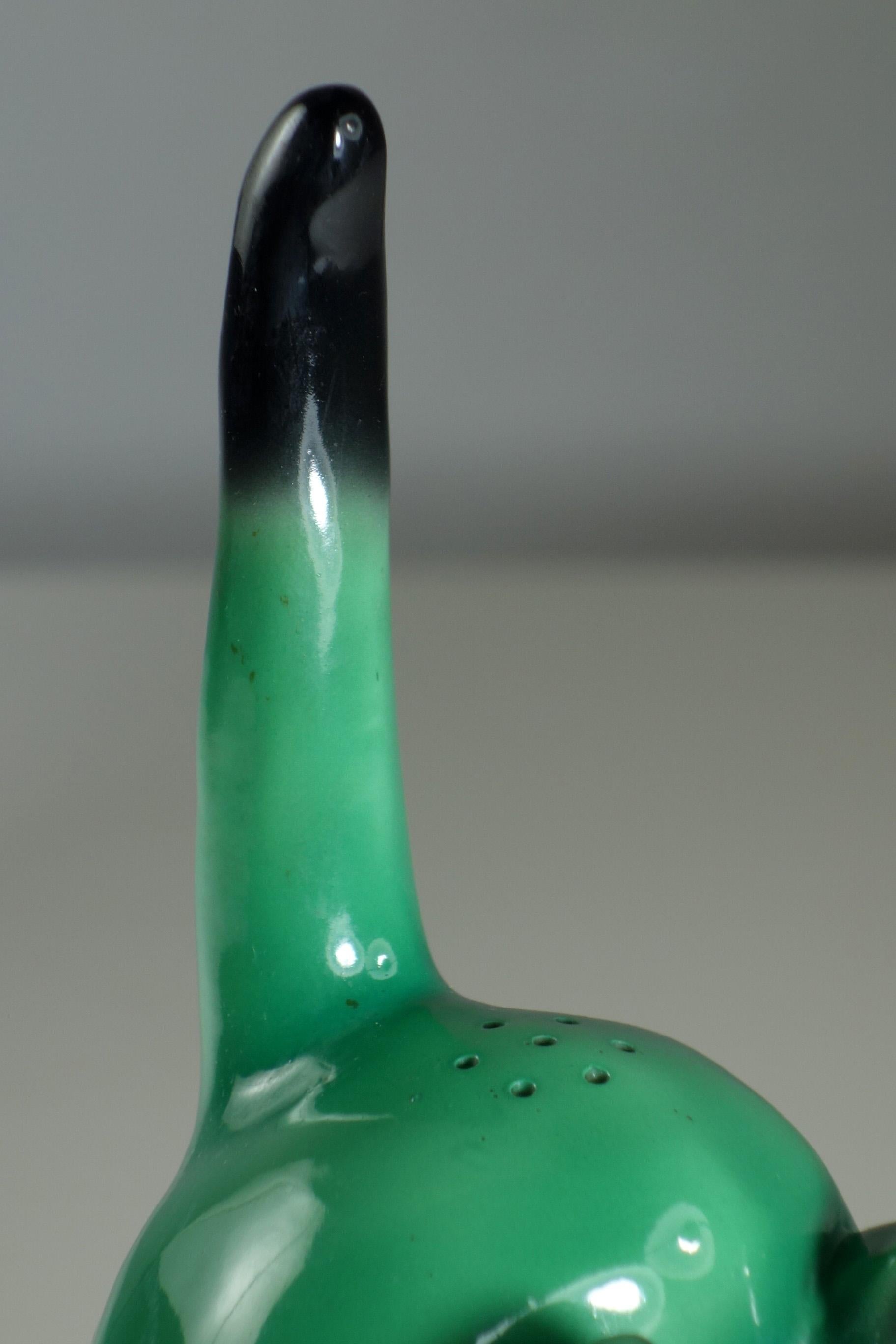 Mid-20th Century 1930 Goebel Art Deco Green Porcelain Cat Table Lamp