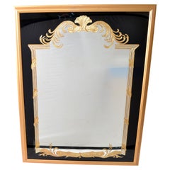 1930 Gold Encrusted Etching French Style Hand Carved Gilt Wall Mirror