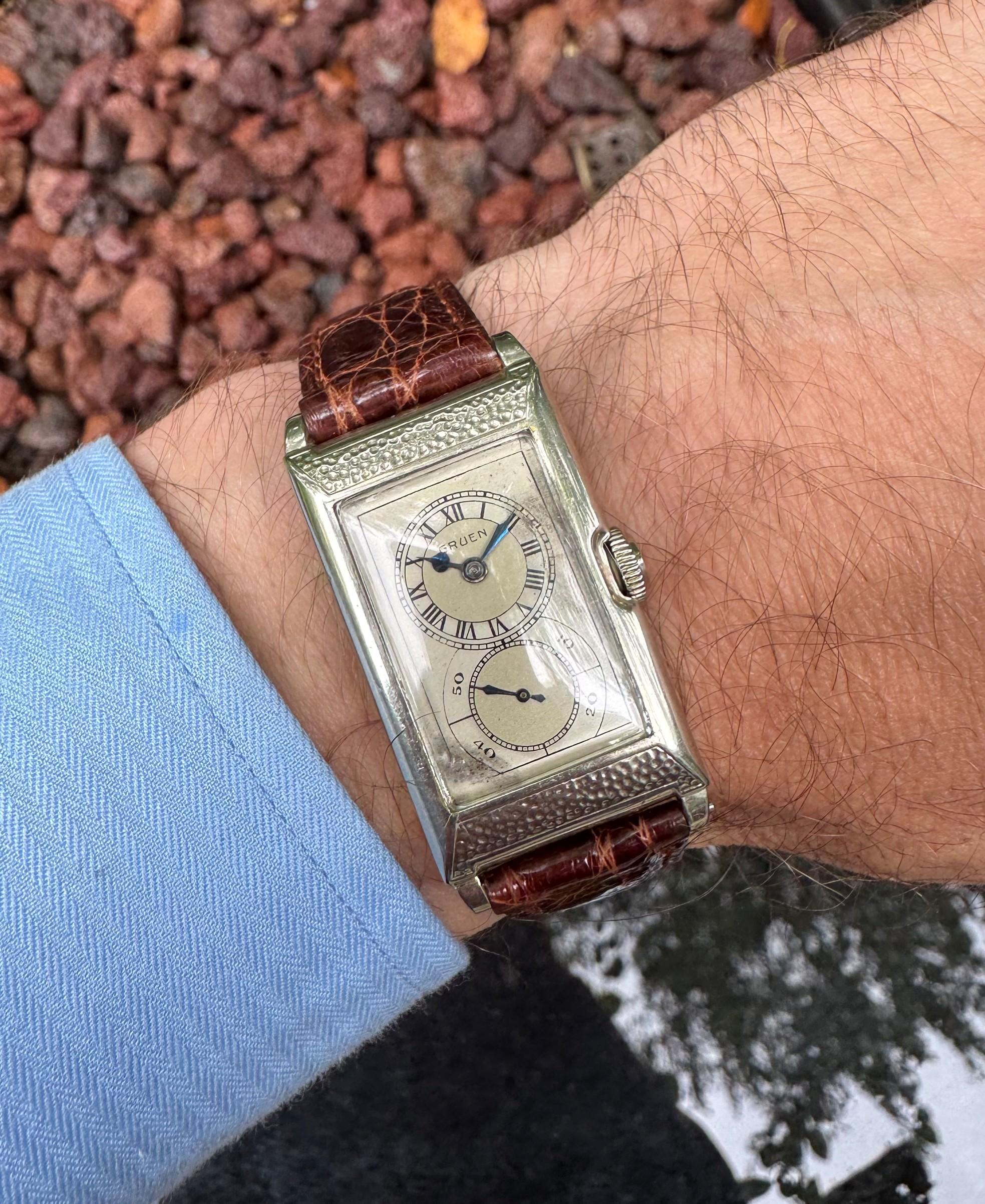 1930 Gruen Vintage Techni - Quadron (Rolex Prince) Watch, 14K Gold-Filled en vente 8