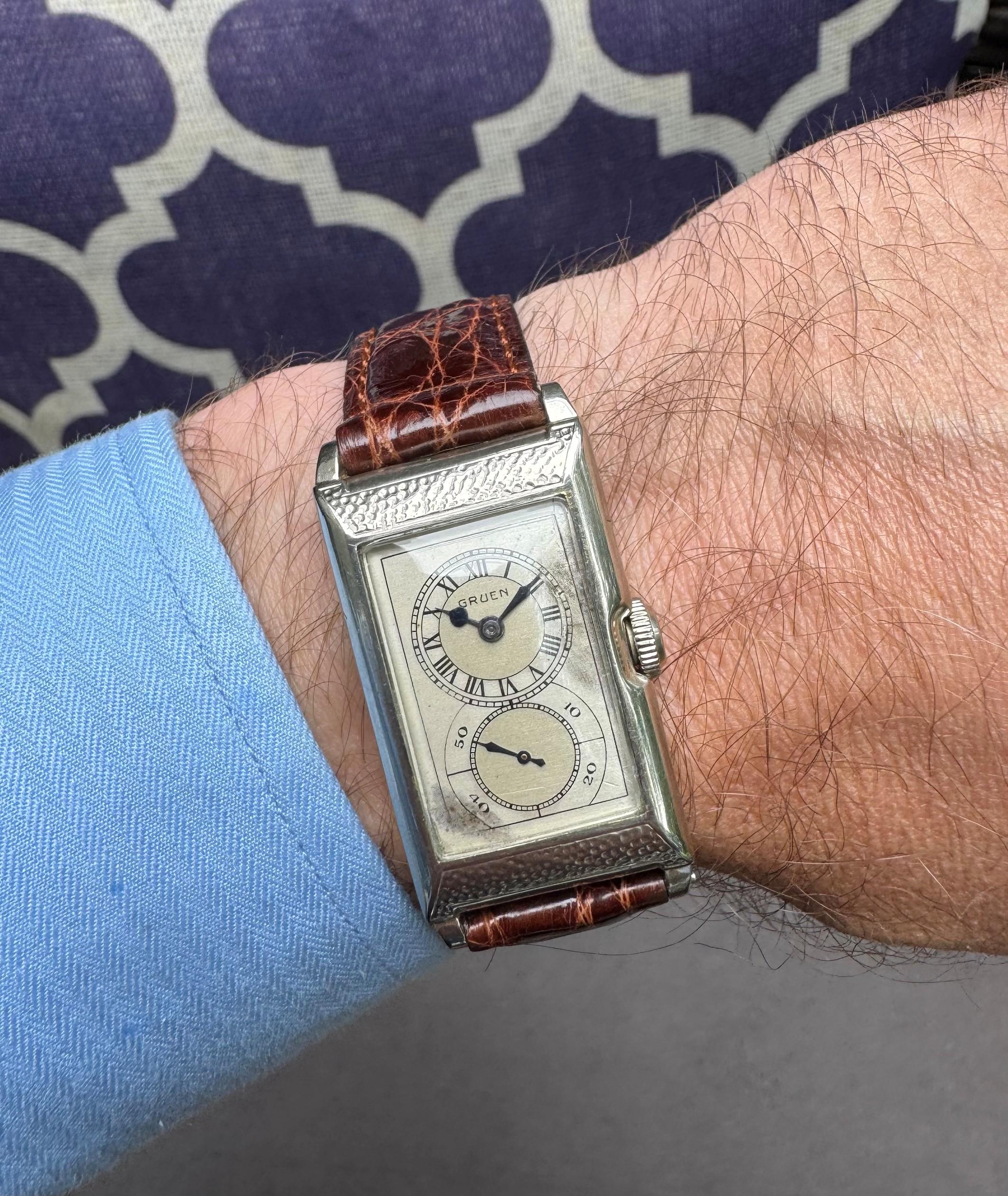 1930 Gruen Vintage Techni - Quadron (Rolex Prince) Watch, 14K Gold-Filled en vente 9