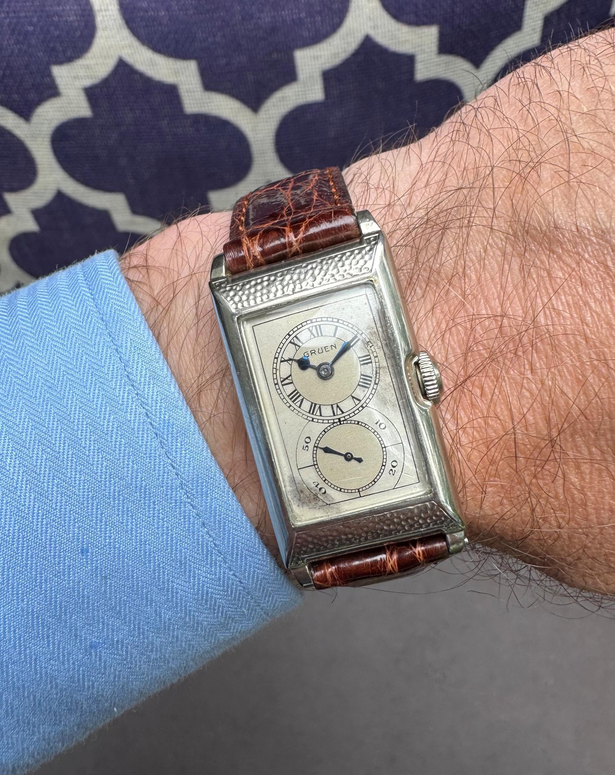 1930 Gruen Vintage Techni - Quadron (Rolex Prince) Watch, 14K Gold-Filled en vente 10