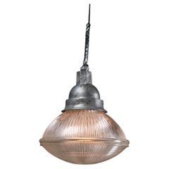 Vintage 1930 holophane vapour proof industrial pendant lights