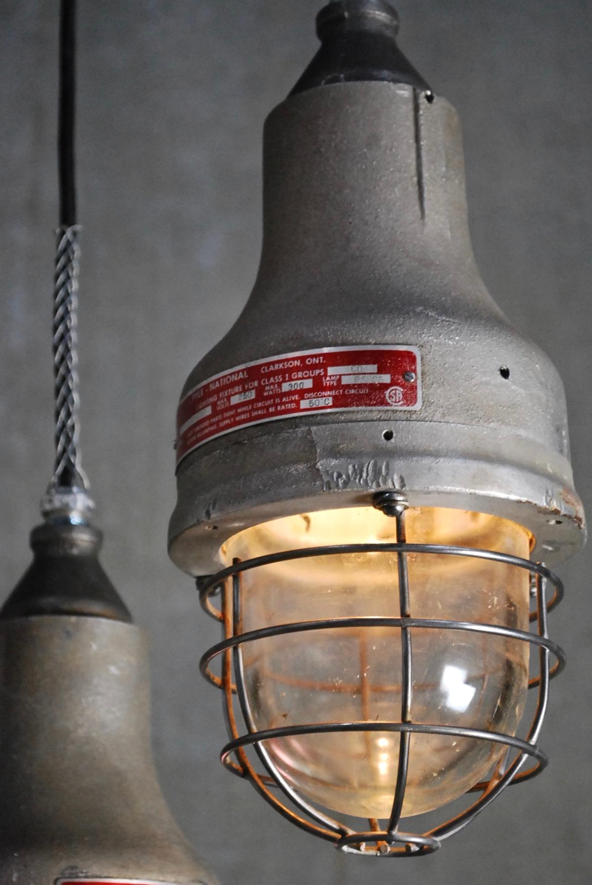 We have three rewired -Appleton explosion proof lights, ideal for any setting. Appleton Electric Co. Was started in the 1920s in Chicago.
Set on black cable, rewired and CSA approved for easy install.