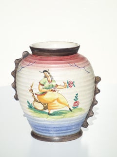 1930 Italian Art Deco Albisola Ceramic Vase