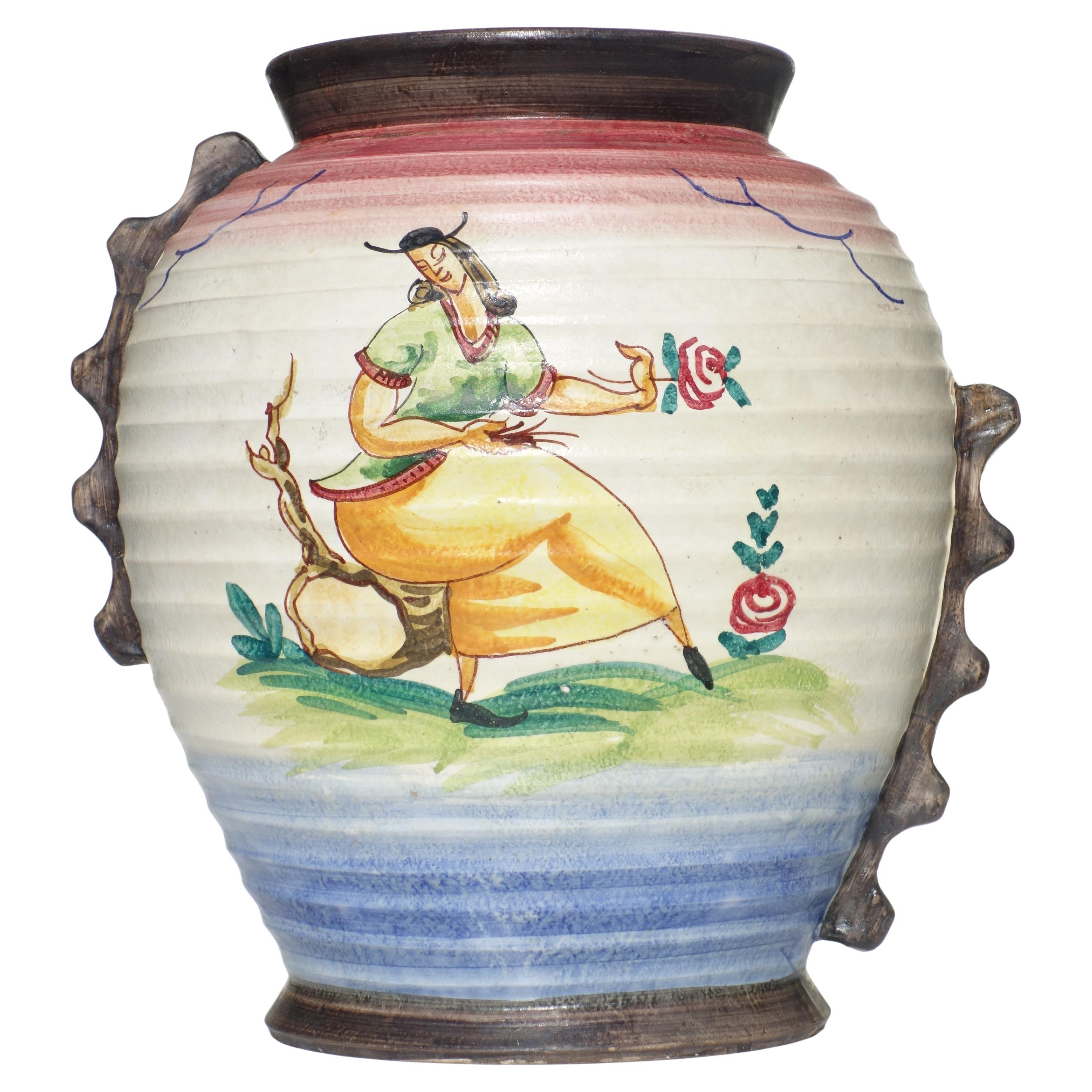 1930 Italienische Albisola-Keramikvase im Art-Déco-Stil