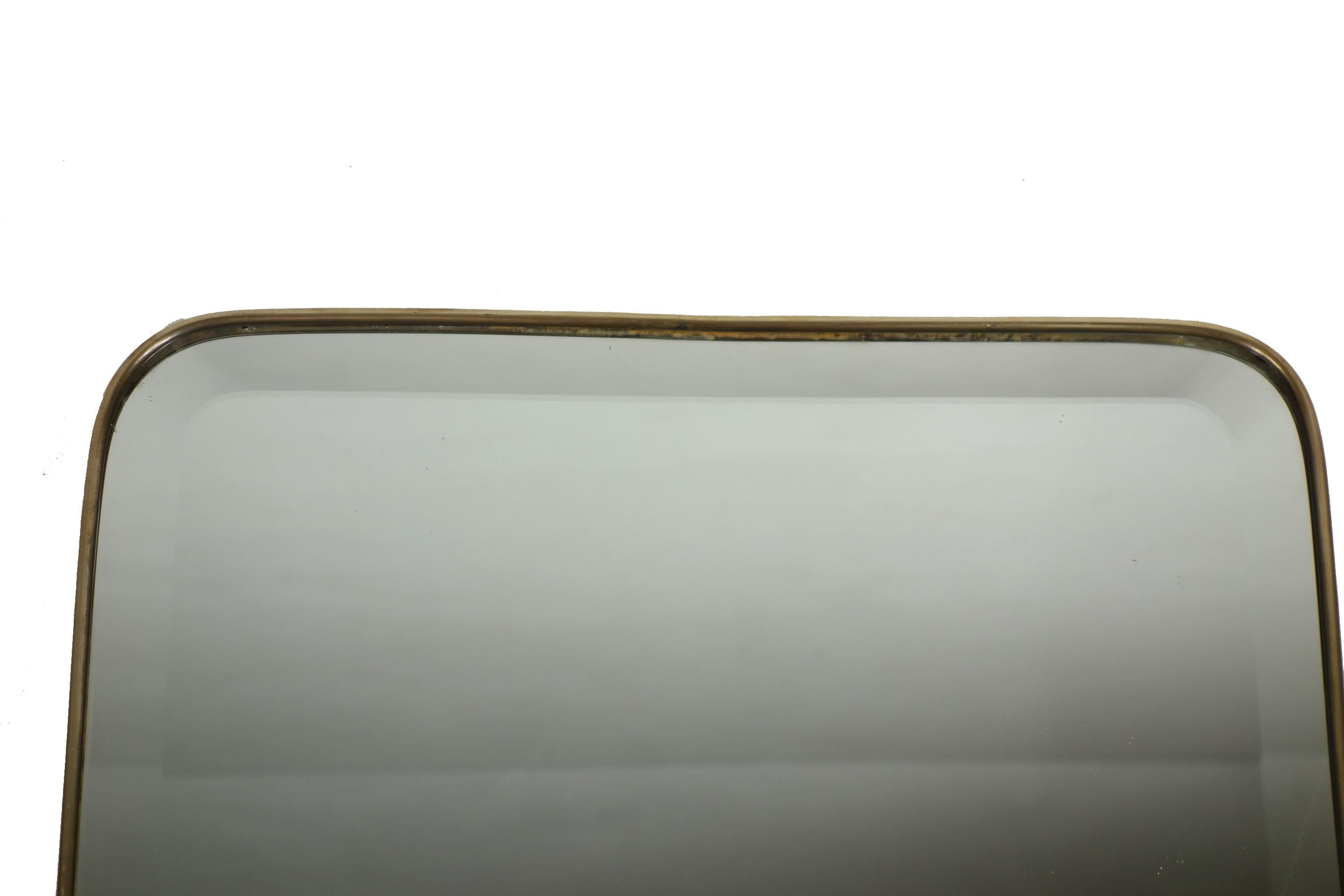 Mid-Century moderno 1930 Specchio da parete in ottone di design moderno Art&Deco italiano in vendita