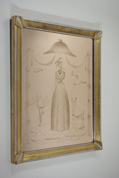 1930 Italian Art Deco Modernist by Brusotti Specchio da parete rosa