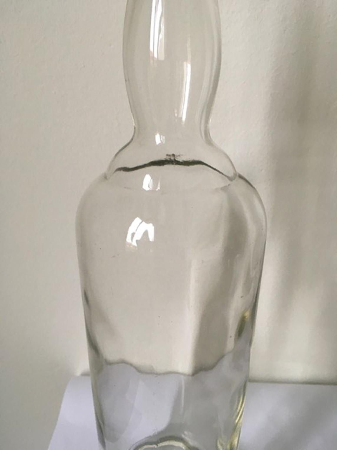 1930 Italy Clear Glass Bottle by Siva Tuscany For Sale 8