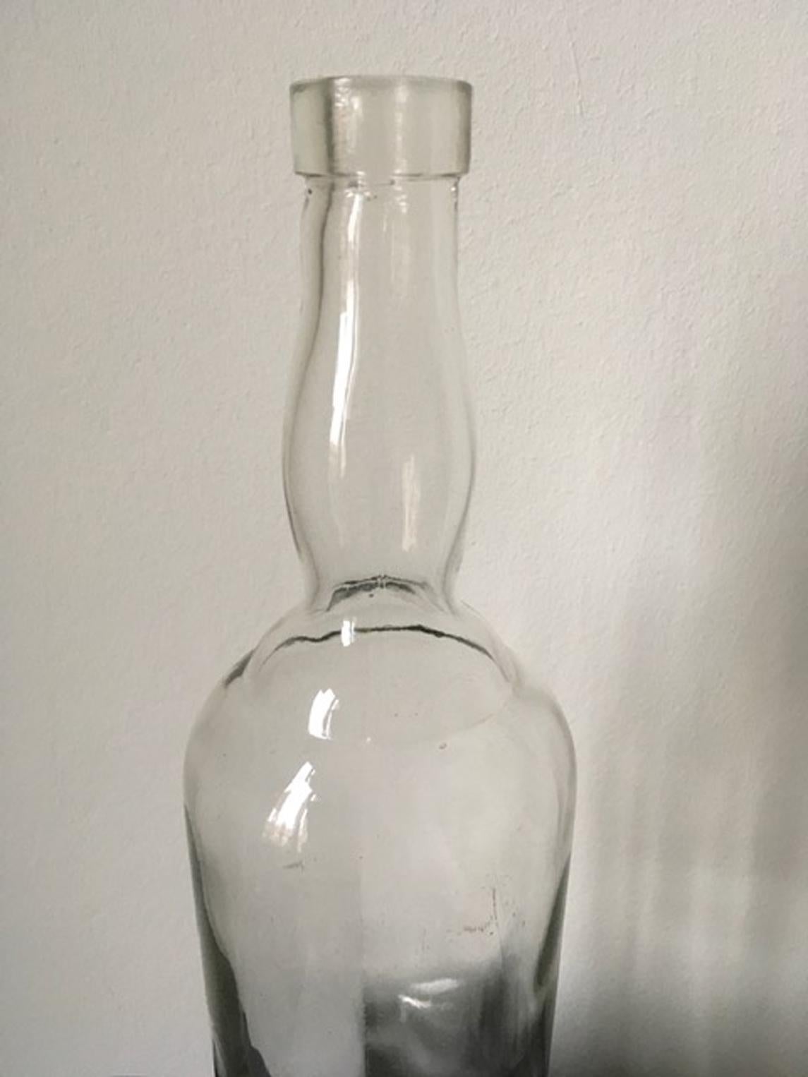 Art Deco 1930 Italy Clear Glass Bottle by Siva Tuscany For Sale