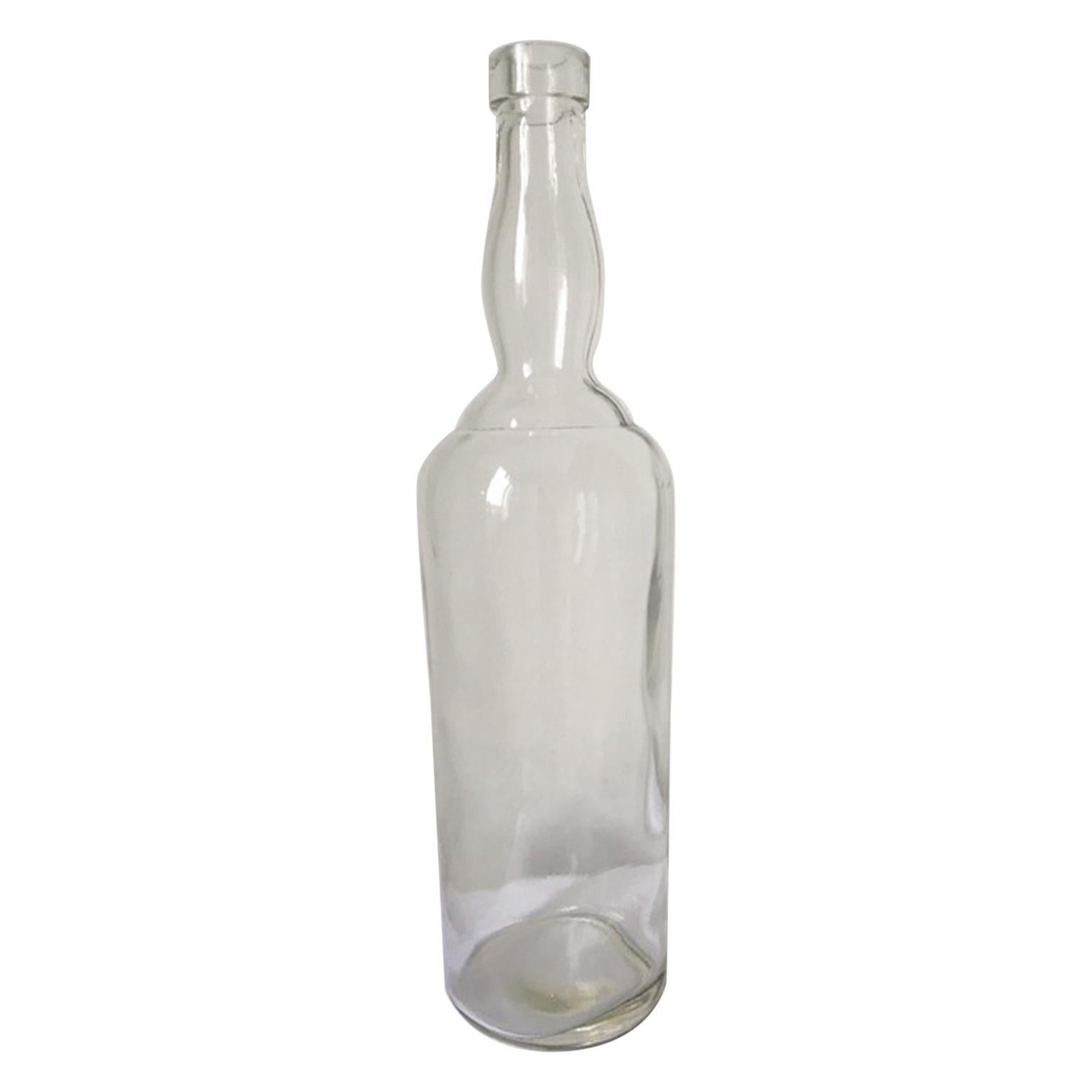 1930 Italy Clear Glass Bottle by Siva Tuscany For Sale