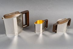 1930 Jean E Puiforcat Art Deco Modernist Tea Coffee Set Sterling Silver Rosewood