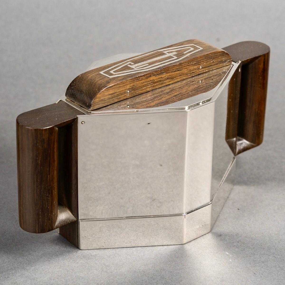 1930 Jean E Puiforcat Art Deco Modernistisches Tee-Couchtisch-Set aus Sterlingsilber und Palisanderholz (Mitte des 20. Jahrhunderts) im Angebot