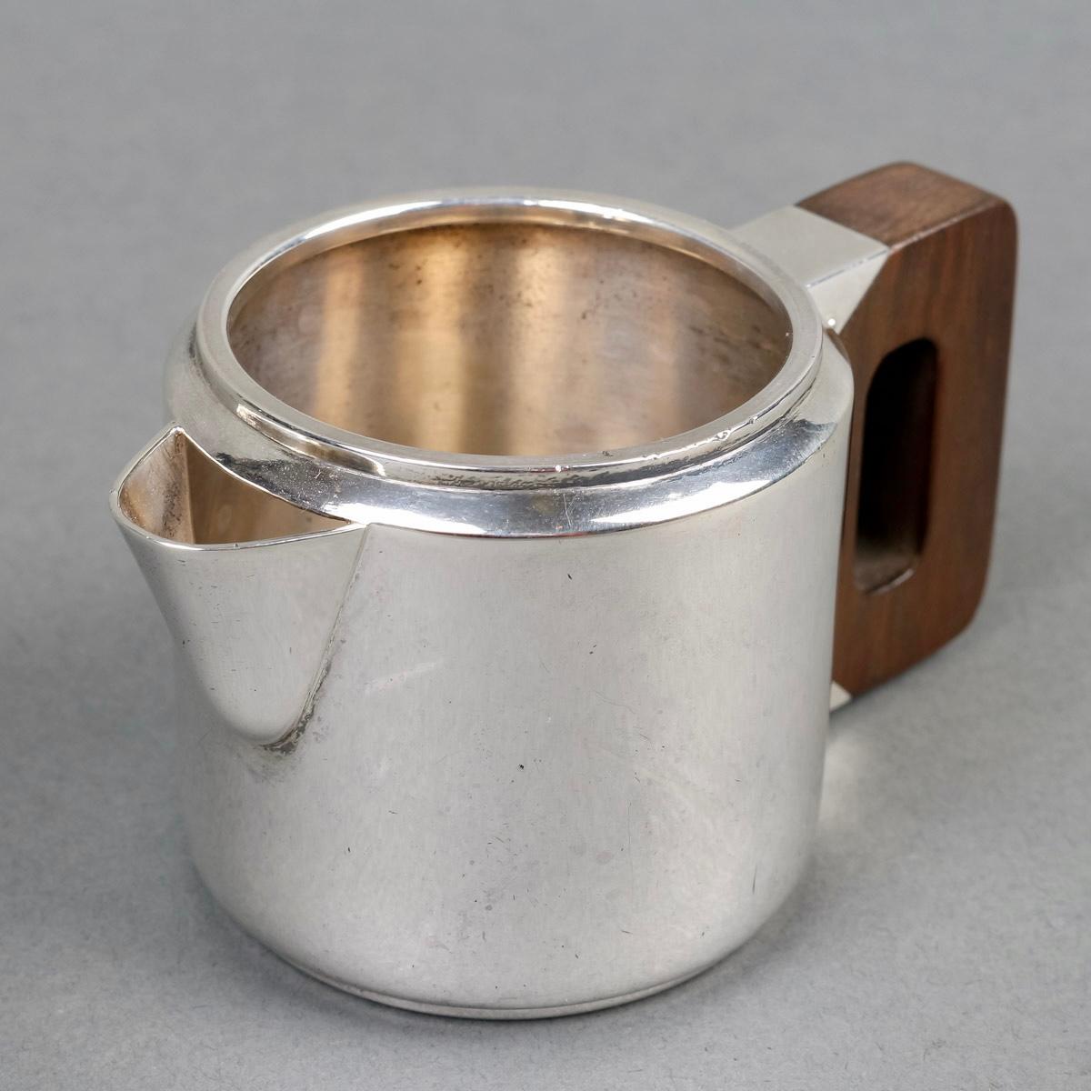 1930 Jean Puiforcat Modernist Tea Coffee Egoiste Set Sterling Silver Rosewood For Sale 1