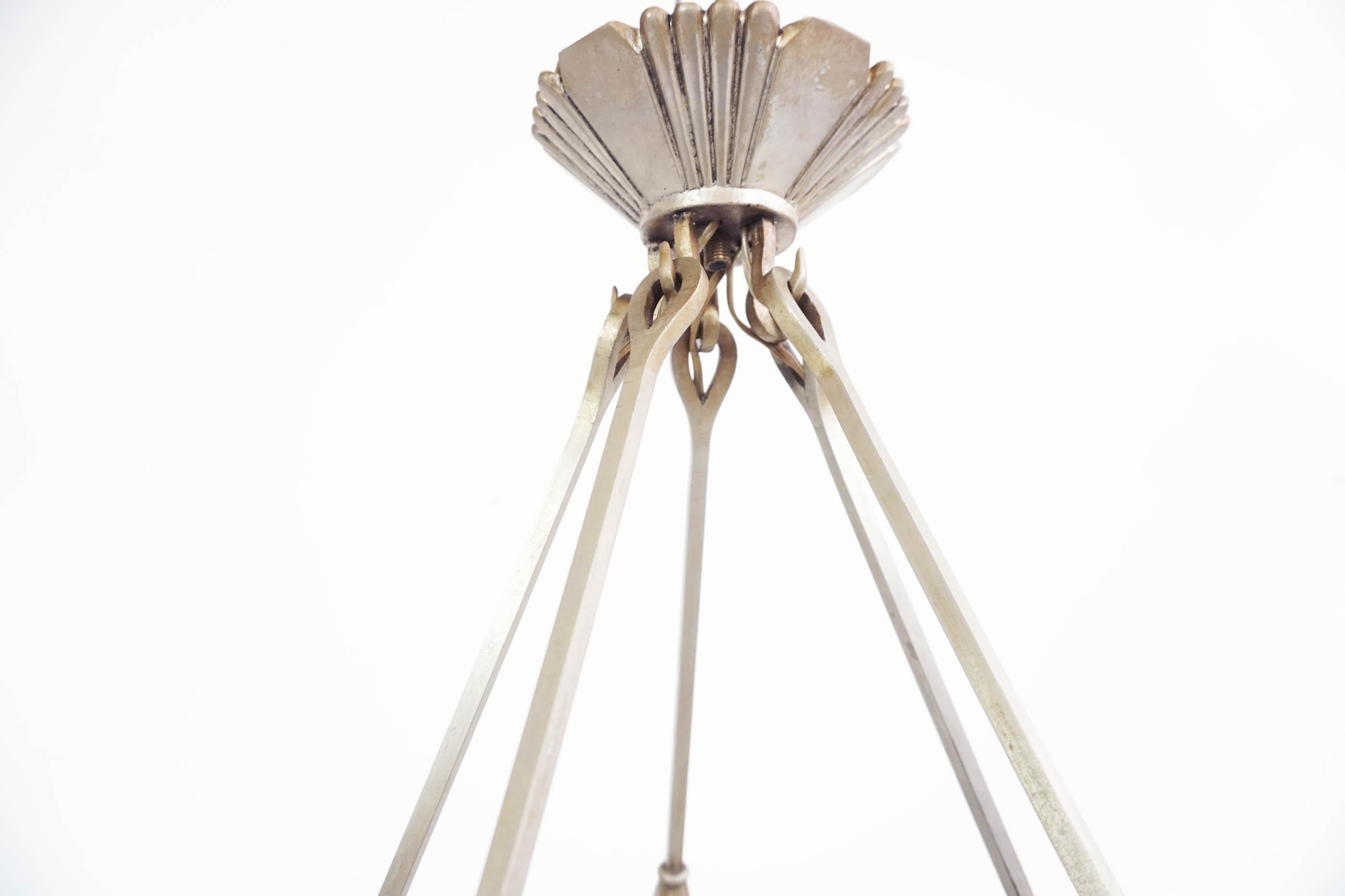 1930 Jean Perzel, French Pentagonal Elegant Ceiling Lamp In Good Condition For Sale In Morbio Inferiore, CH