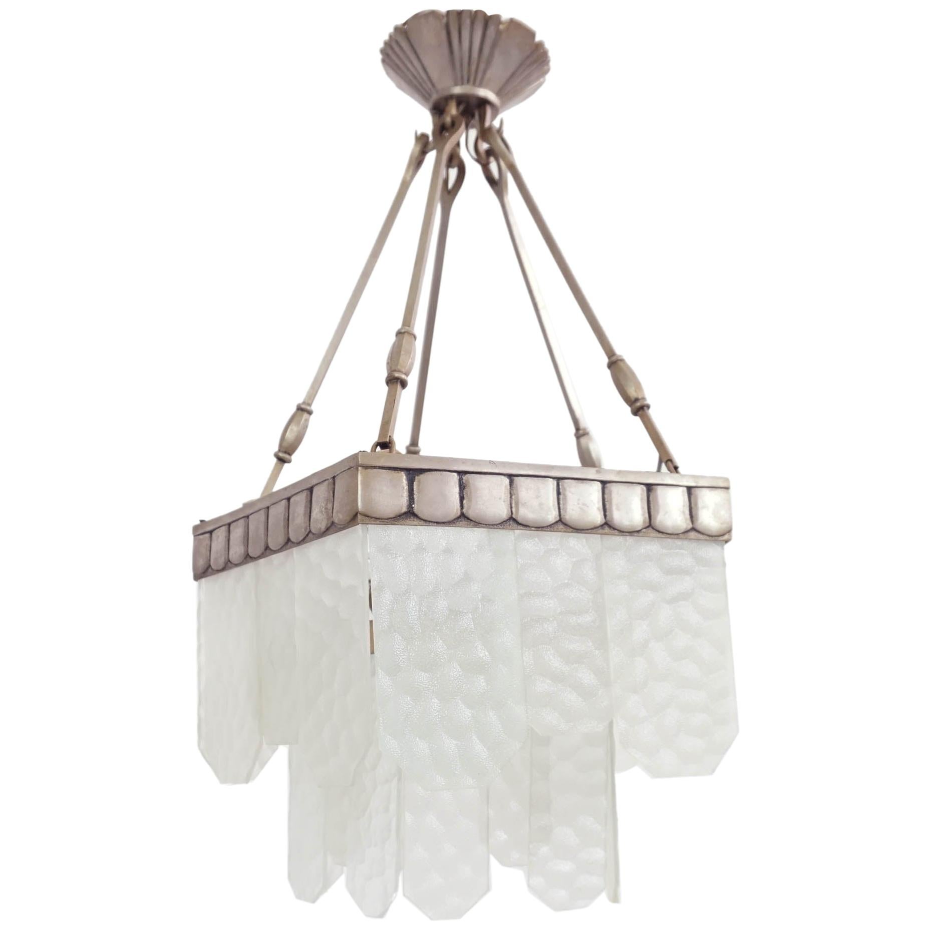 1930 Jean Perzel, French Pentagonal Elegant Ceiling Lamp For Sale