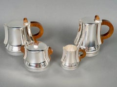 1930 Jean Puiforcat Art Deco Modernist Tea and Coffee Set Sterling Silver