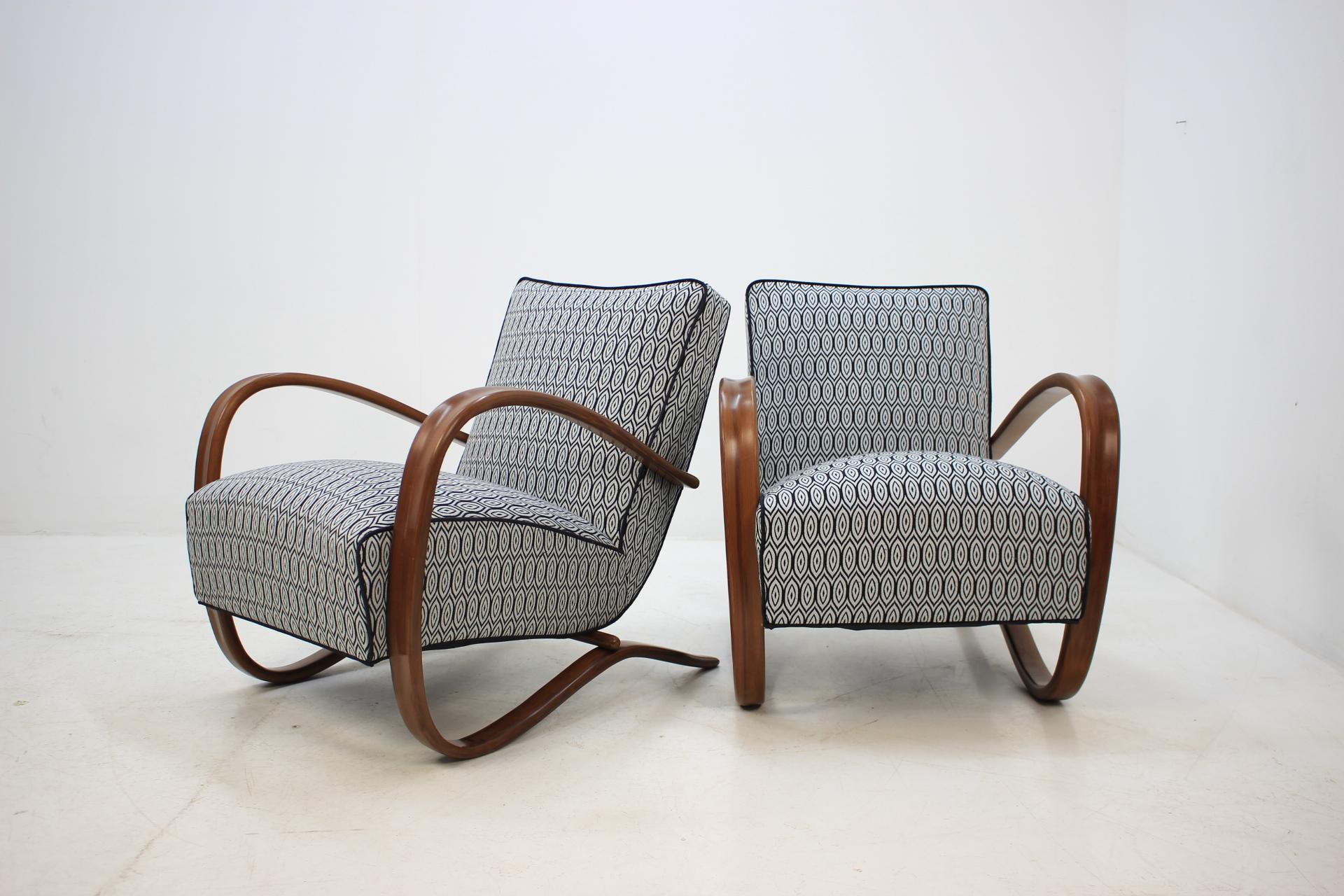 Mid-Century Modern 1930 Jindrich Halabala Art Deco Armchairs H-269, Set of 2