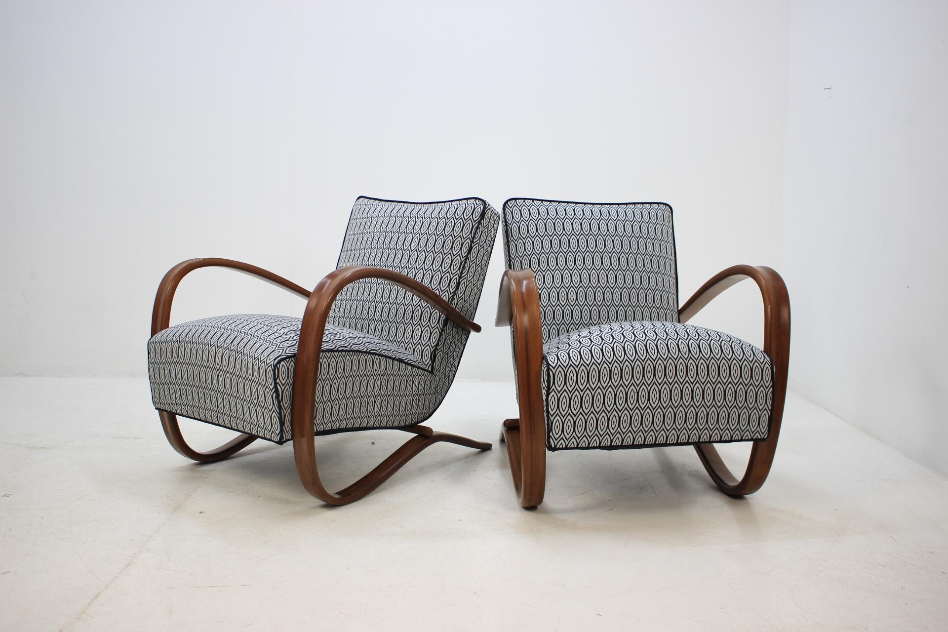 Czech 1930 Jindrich Halabala Art Deco Armchairs H-269, Set of 2