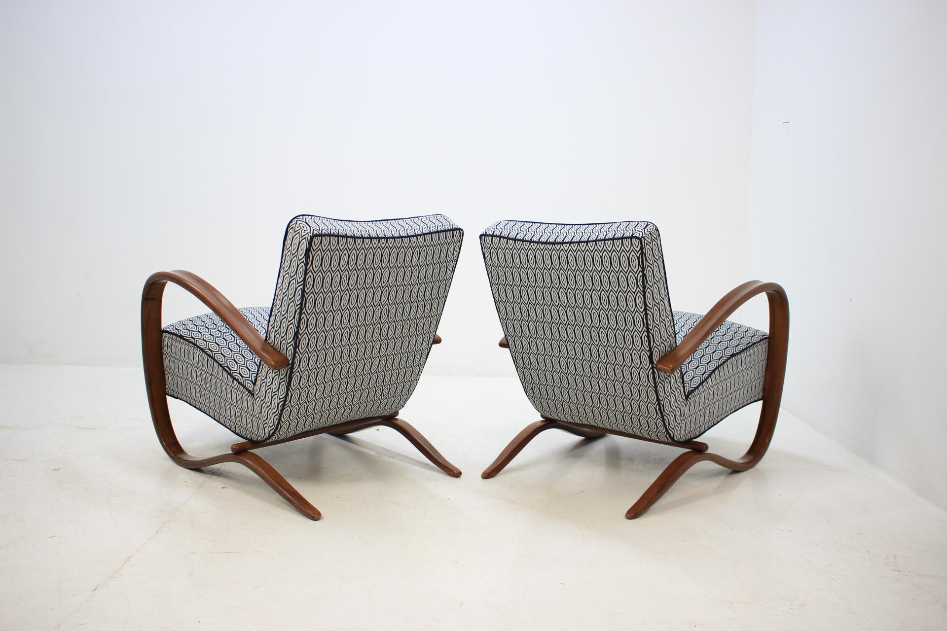 Fabric 1930 Jindrich Halabala Art Deco Armchairs H-269, Set of 2