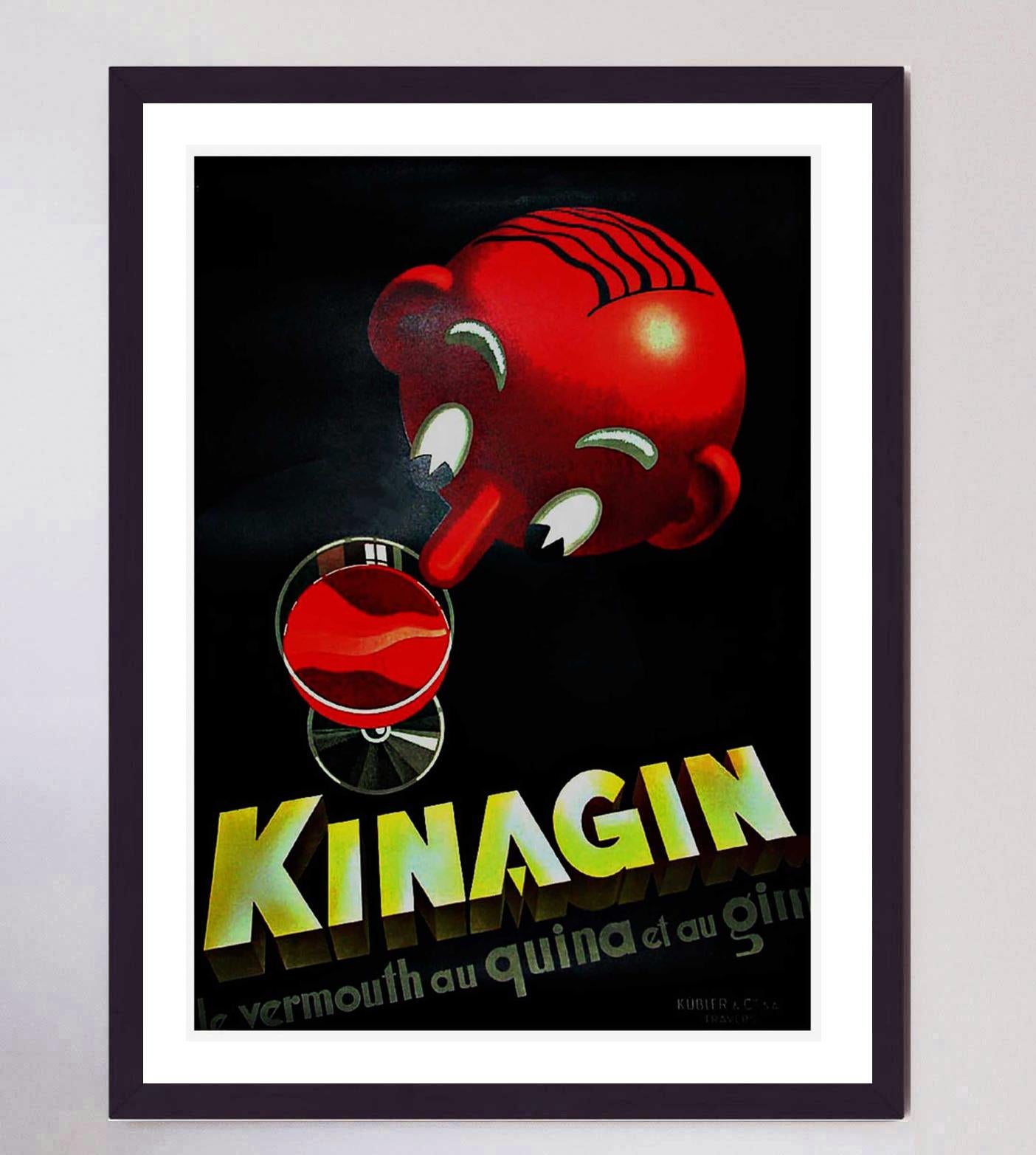 1930 Kinagin Liquor Original Vintage Poster In Good Condition For Sale In Winchester, GB