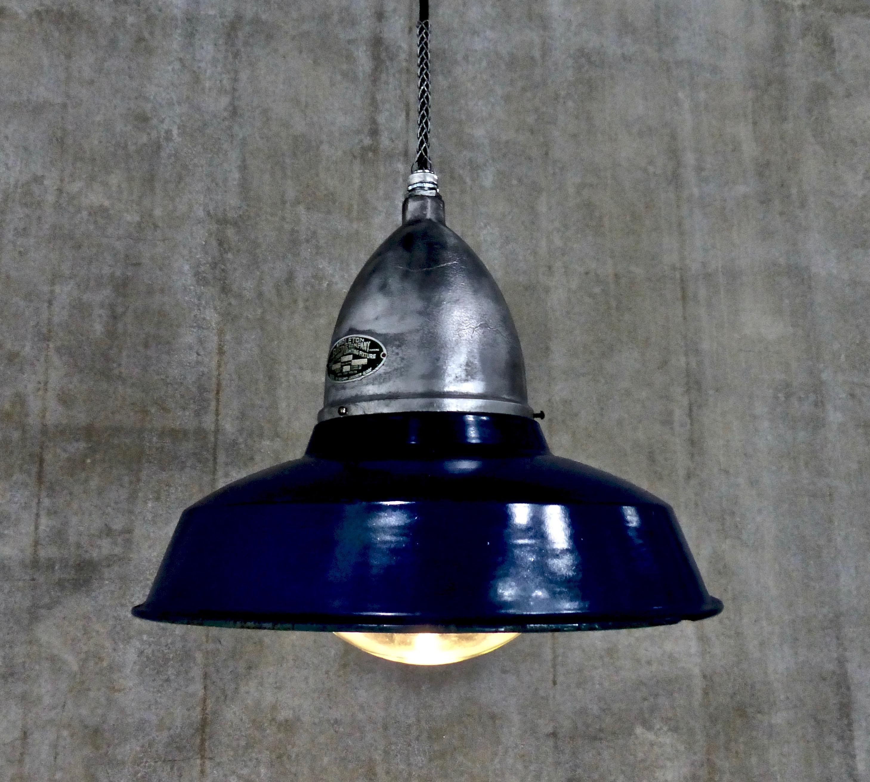 American 1930 Large 1100 Industrial Pendant Lights, Appleton Electric Co., Chicago