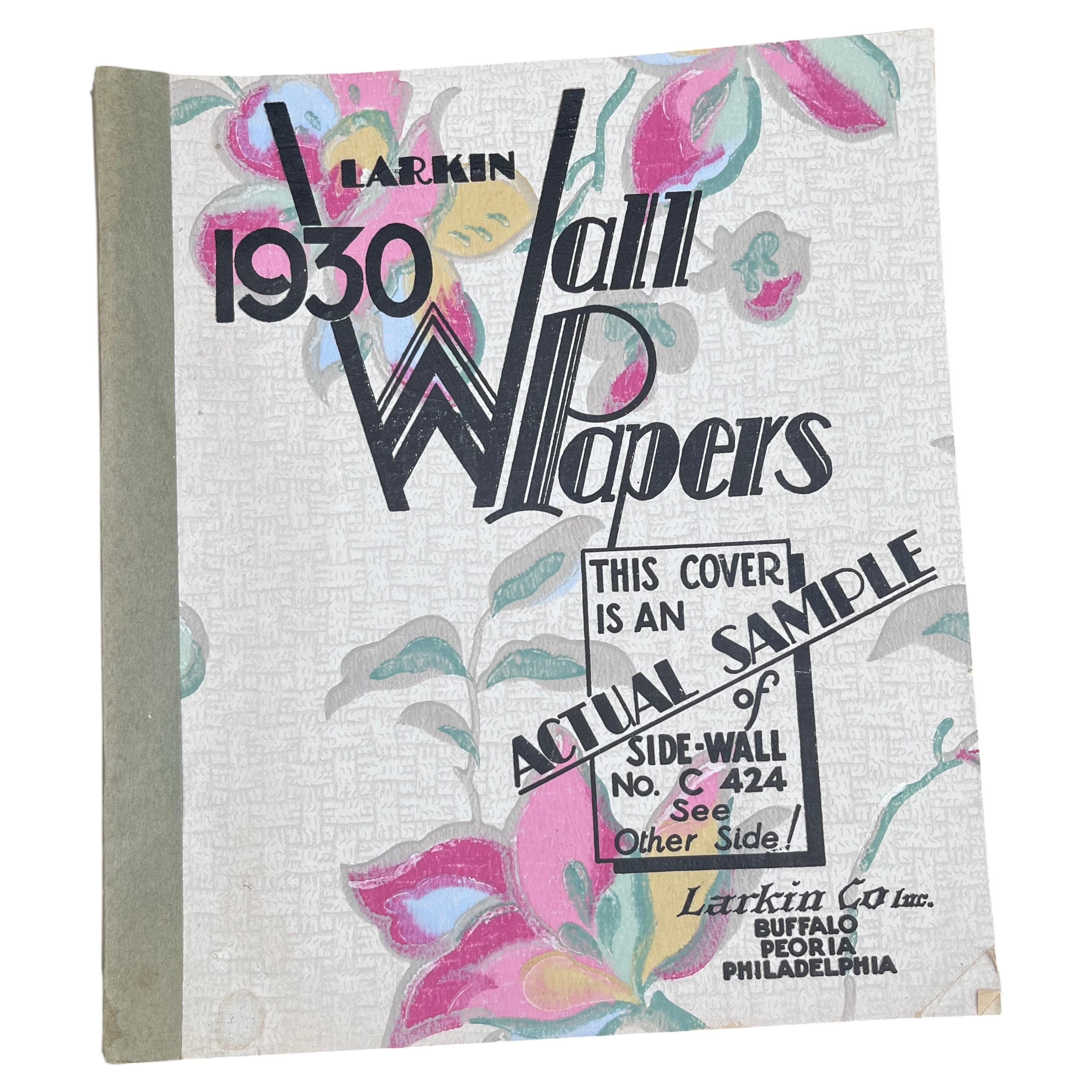 1930 Larkin Wallpaper Sample Book Art Deco Interior Design Florals & Geometrics For Sale