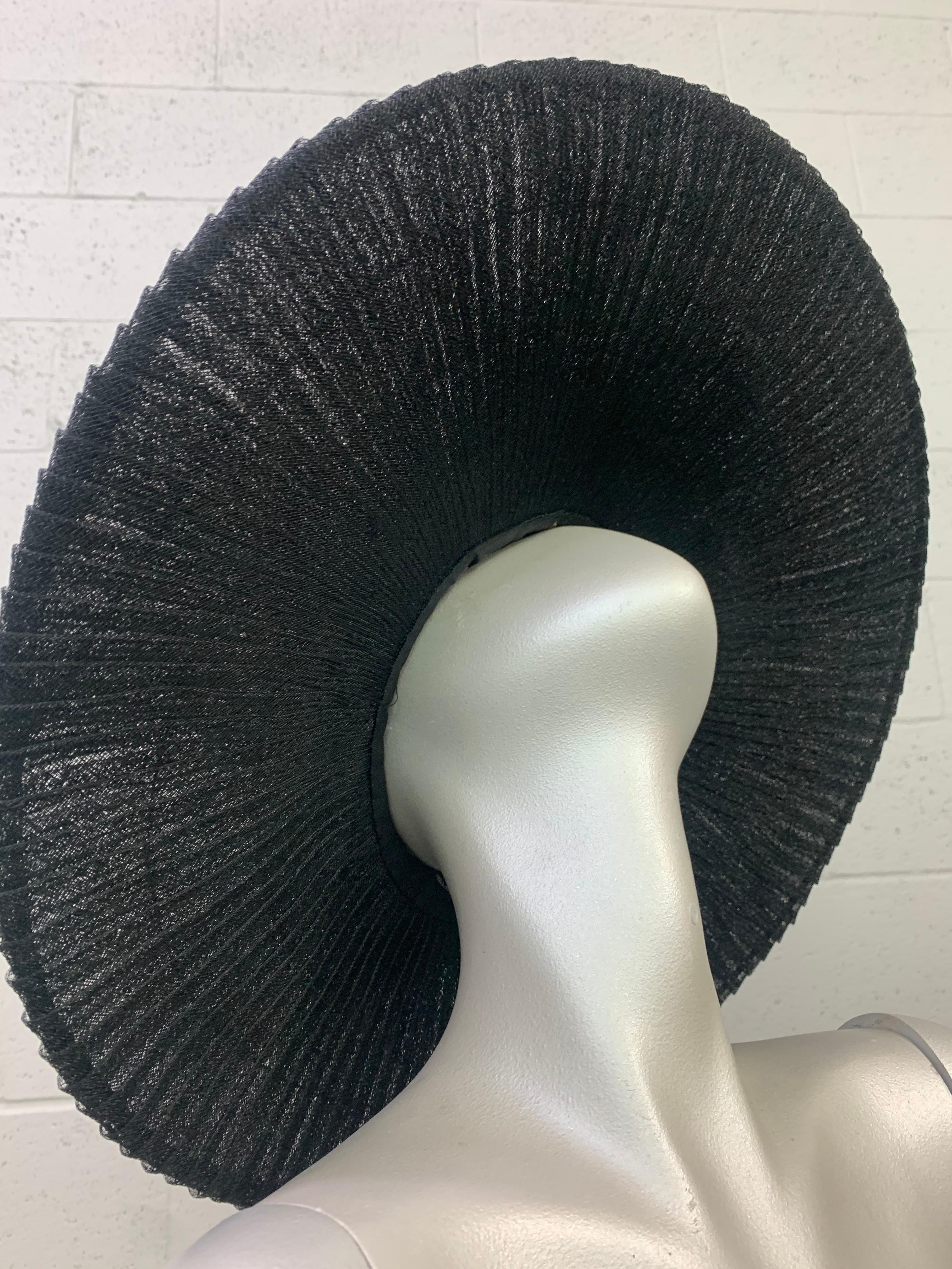 1930 Lilly Dache Paris Black Spiral Horsehair Ribbon Picture Hat & Wire Brim  For Sale 3